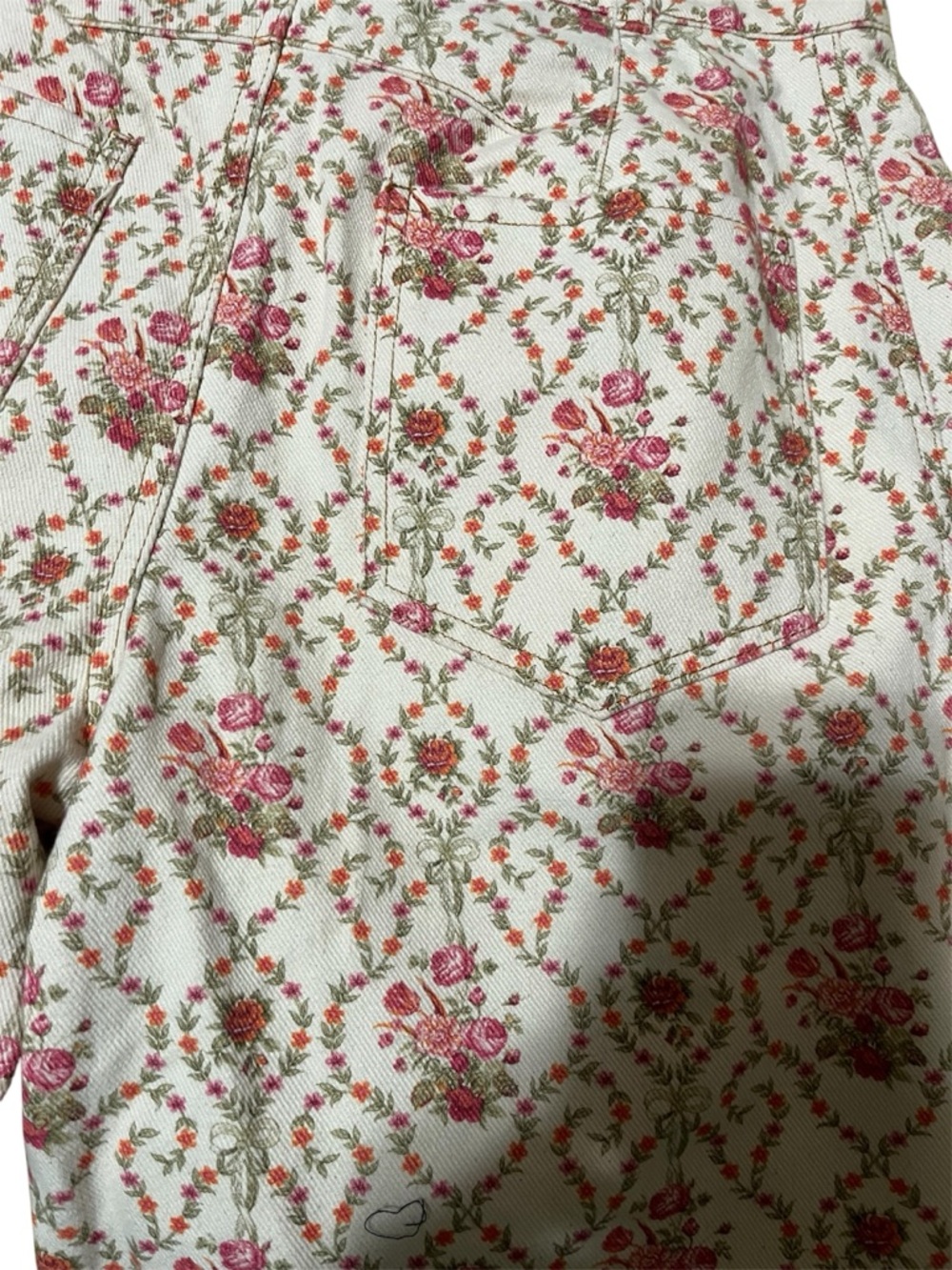 Peach Love Vintage Style Floral Jeans New Medium Casual Multi Season